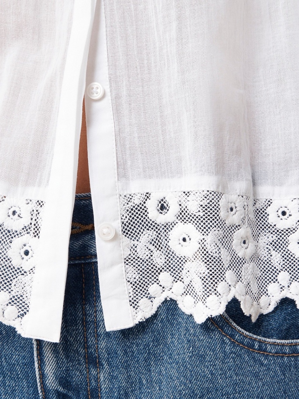 New J.CREW Size L Lace-Trim Pintuck Top in Cotton Voile White $98 CK051 - Picture 3 of 5